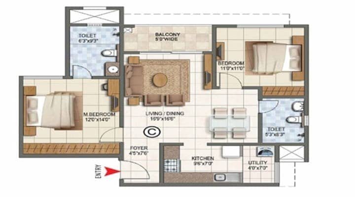 2bhk unit plan