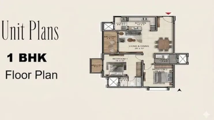 1bhk unit plan