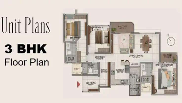3bhk unit plan