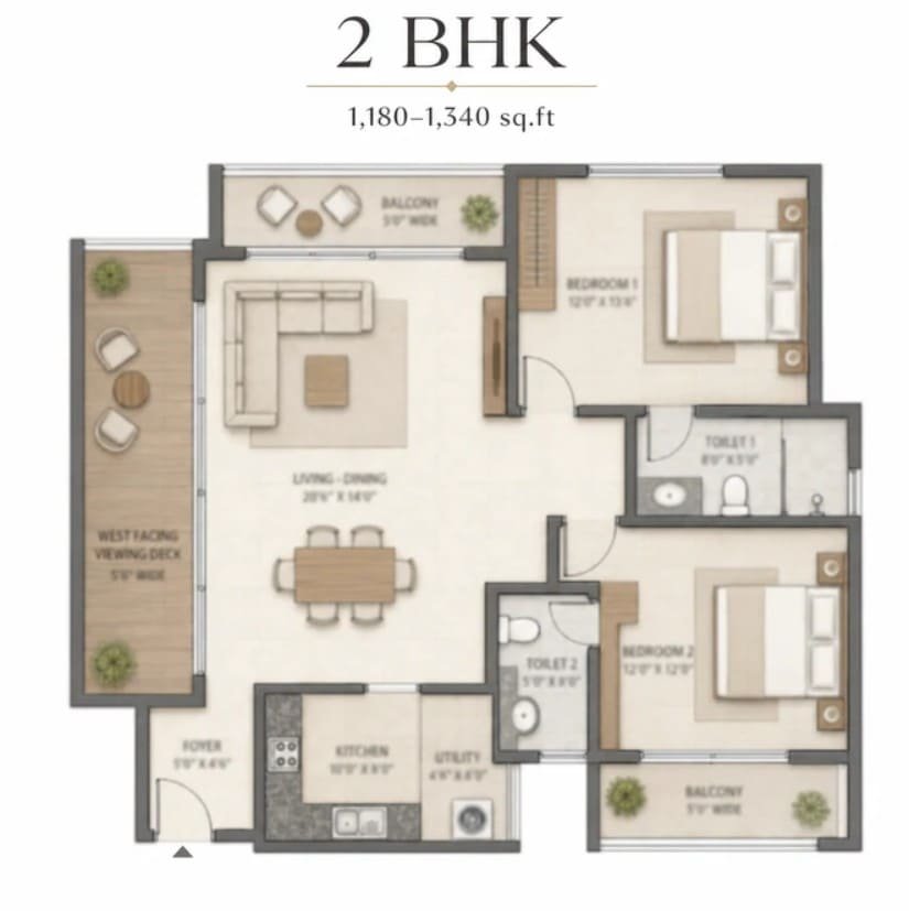 2bhk unit plan