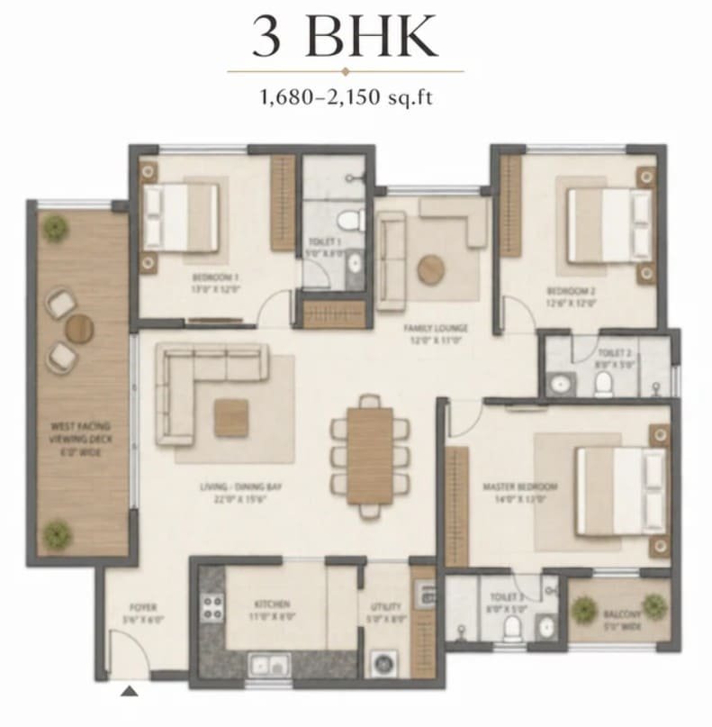 3bhk unit plan