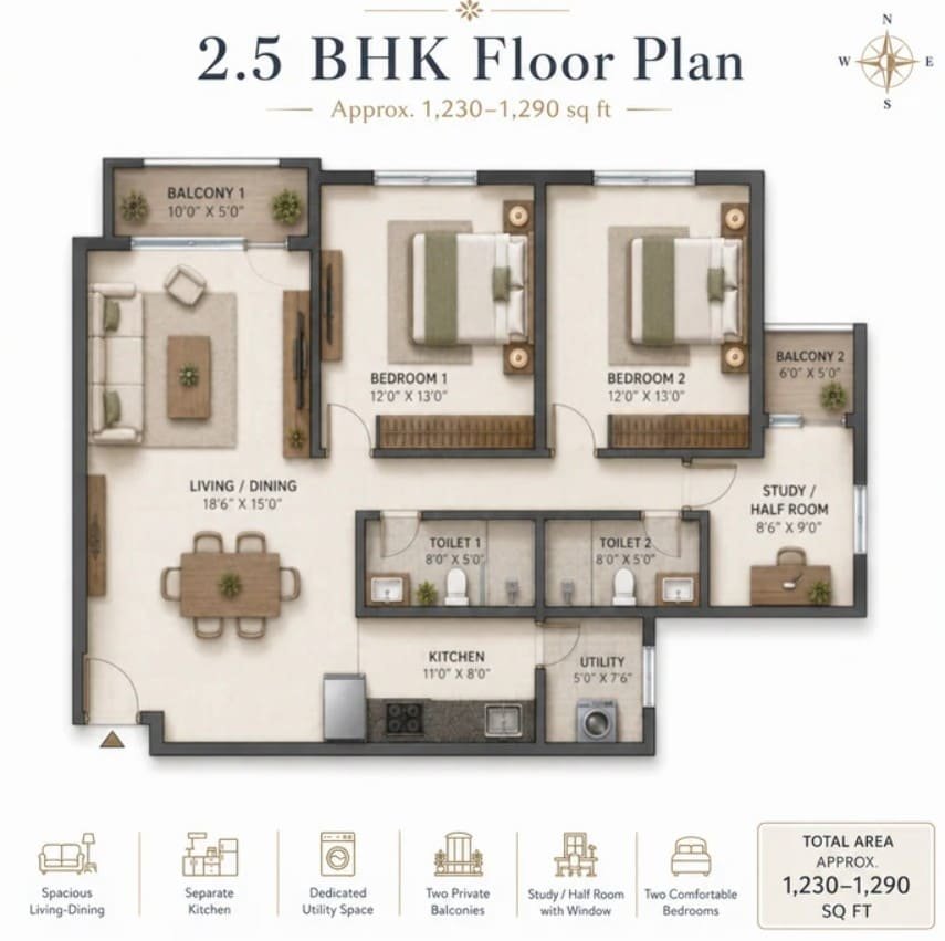 2.5bhk unit plan
